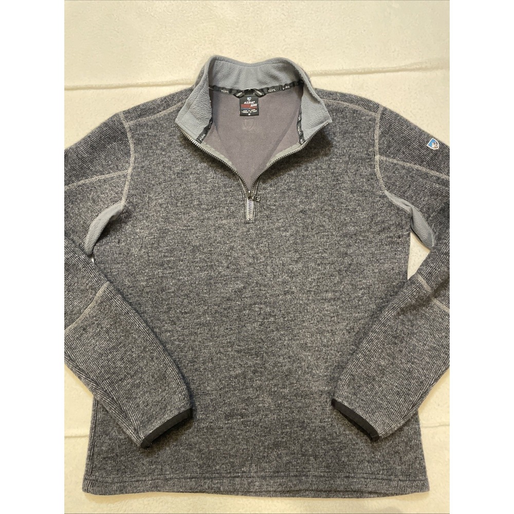 KUHL Revel 1/4 Zip Sweater Mens Size M Gray Wool Fleece Pullover Thermo Kore EUC